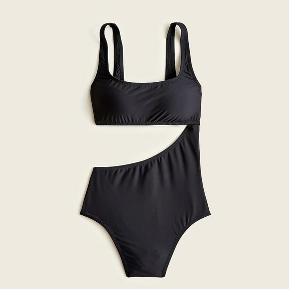 J. Crew Cutout One-piece Swimsuit in Black Sz 22 NWT‎ - Picture 1 of 7